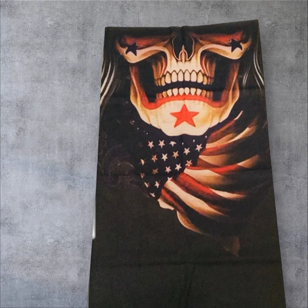 Stars & Stripes Skull 16 n 1 Neck Gaiter Face Covers Dust Mask Biker Rag 2 pack
